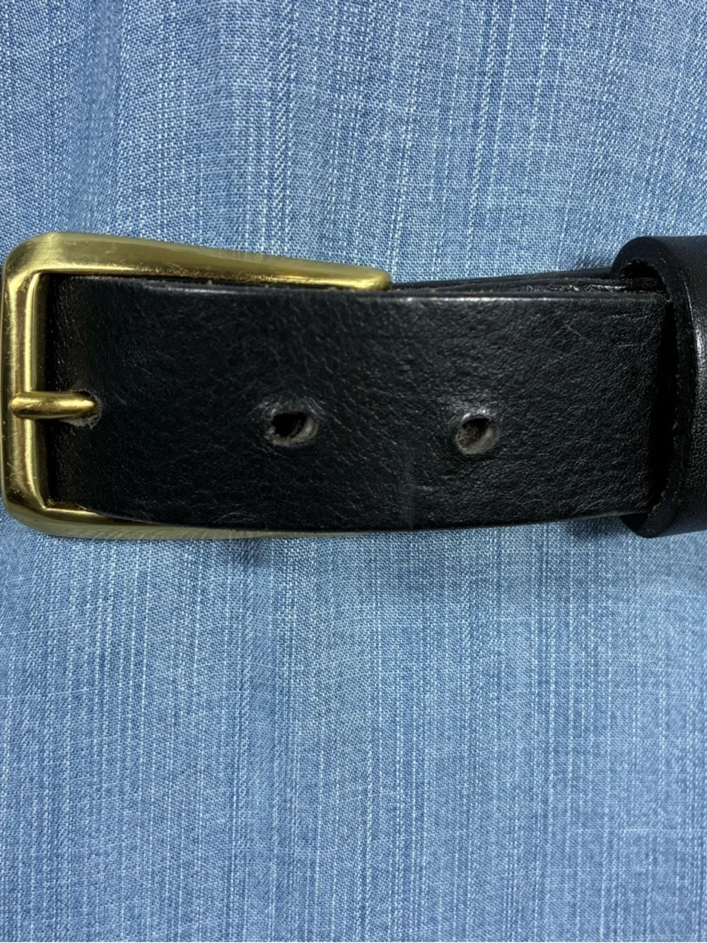 Classic Black Leather Solid Brass Buckle 42” long unisex